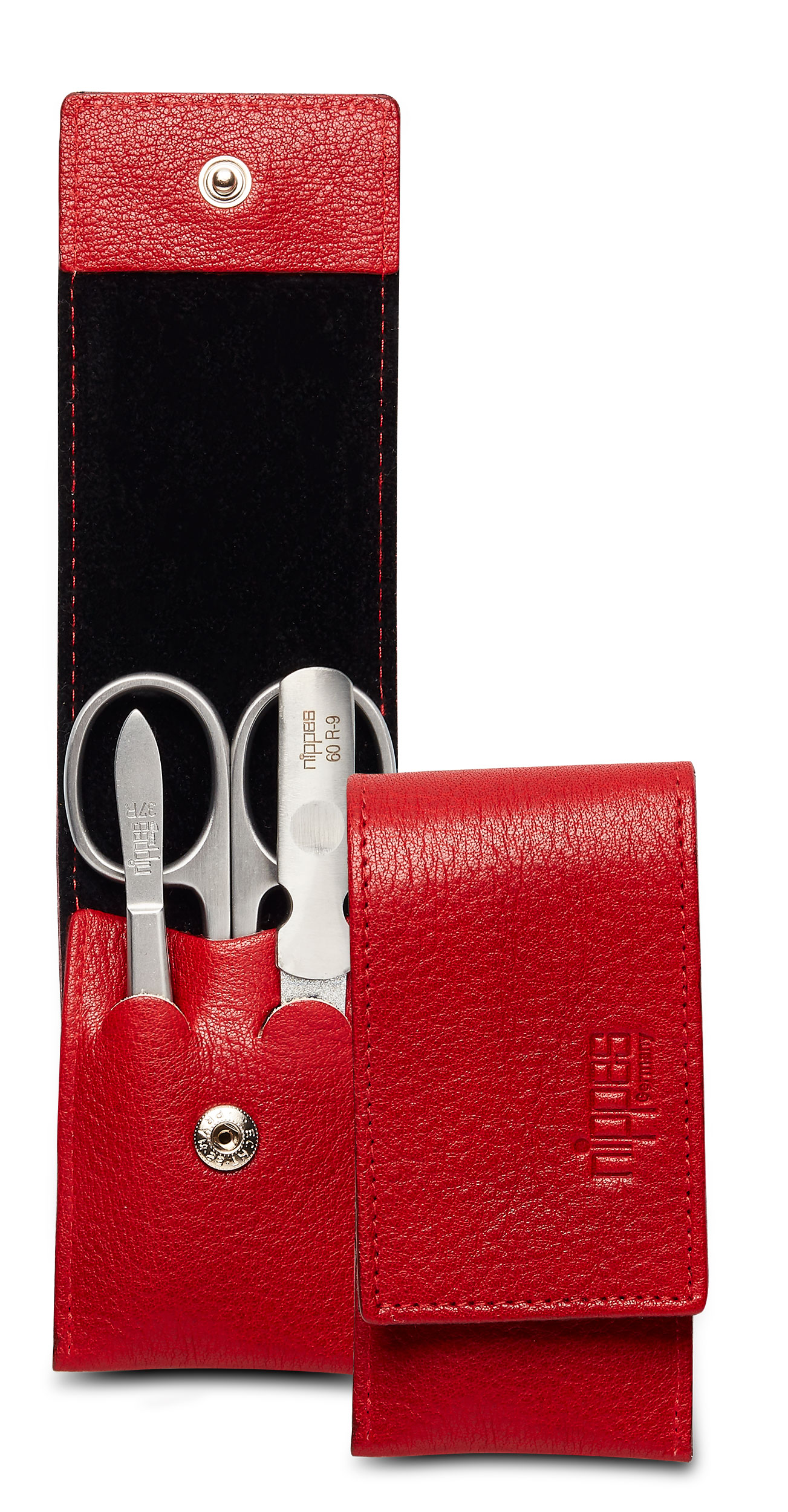 Taschen Maniküre-Set WILD RED, rostfrei, Leder-Etui, 3-tlg., rot